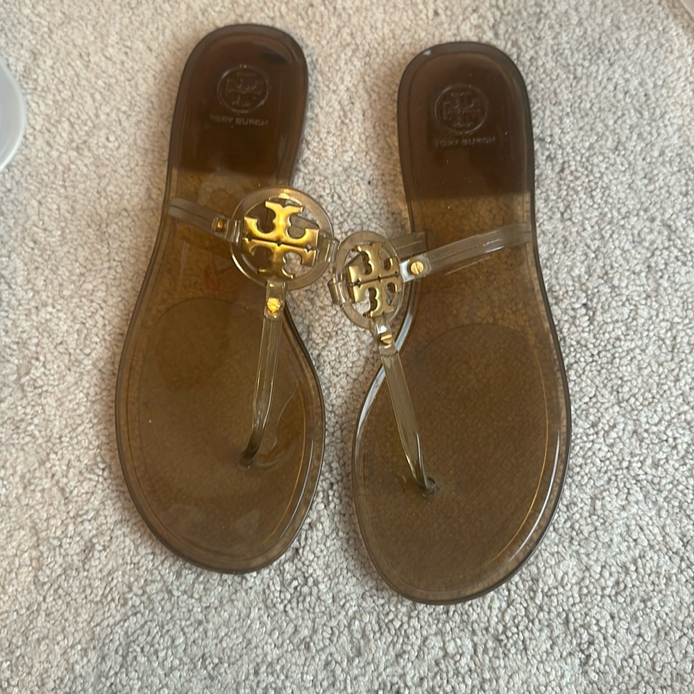Tory Burch jelly sandals size 10 tan with gold